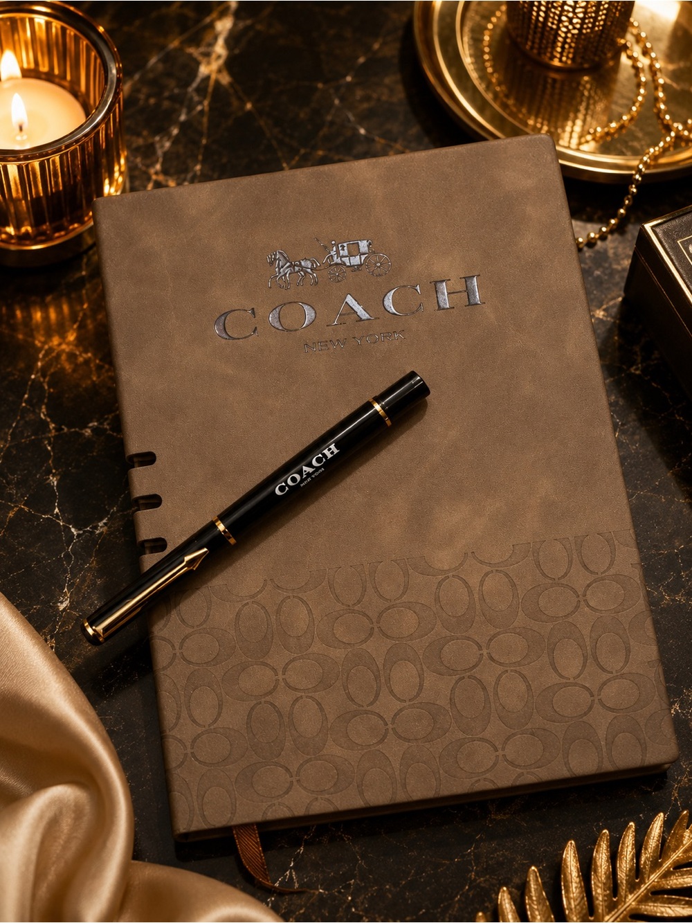 Coach Signature C Notebook Journal w/ Pen Brown New Sealed